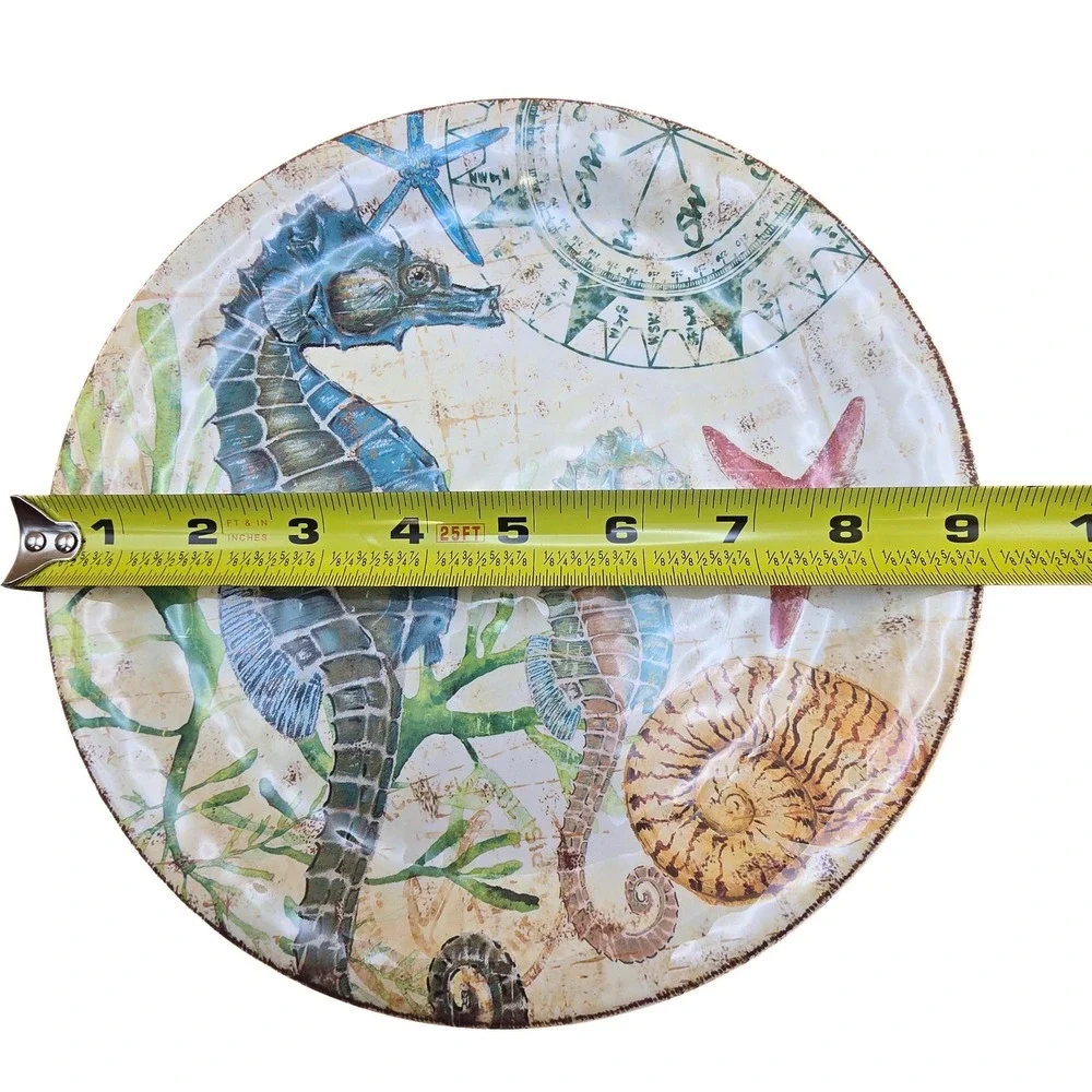 Pier 1 Imports Melamine Coastal Salad Plate Set Crab Turtle Seahorse Octopus 9in